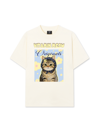 Áo Thun Relaxed Fit Cutie Vitamin Meow Yellow Flower