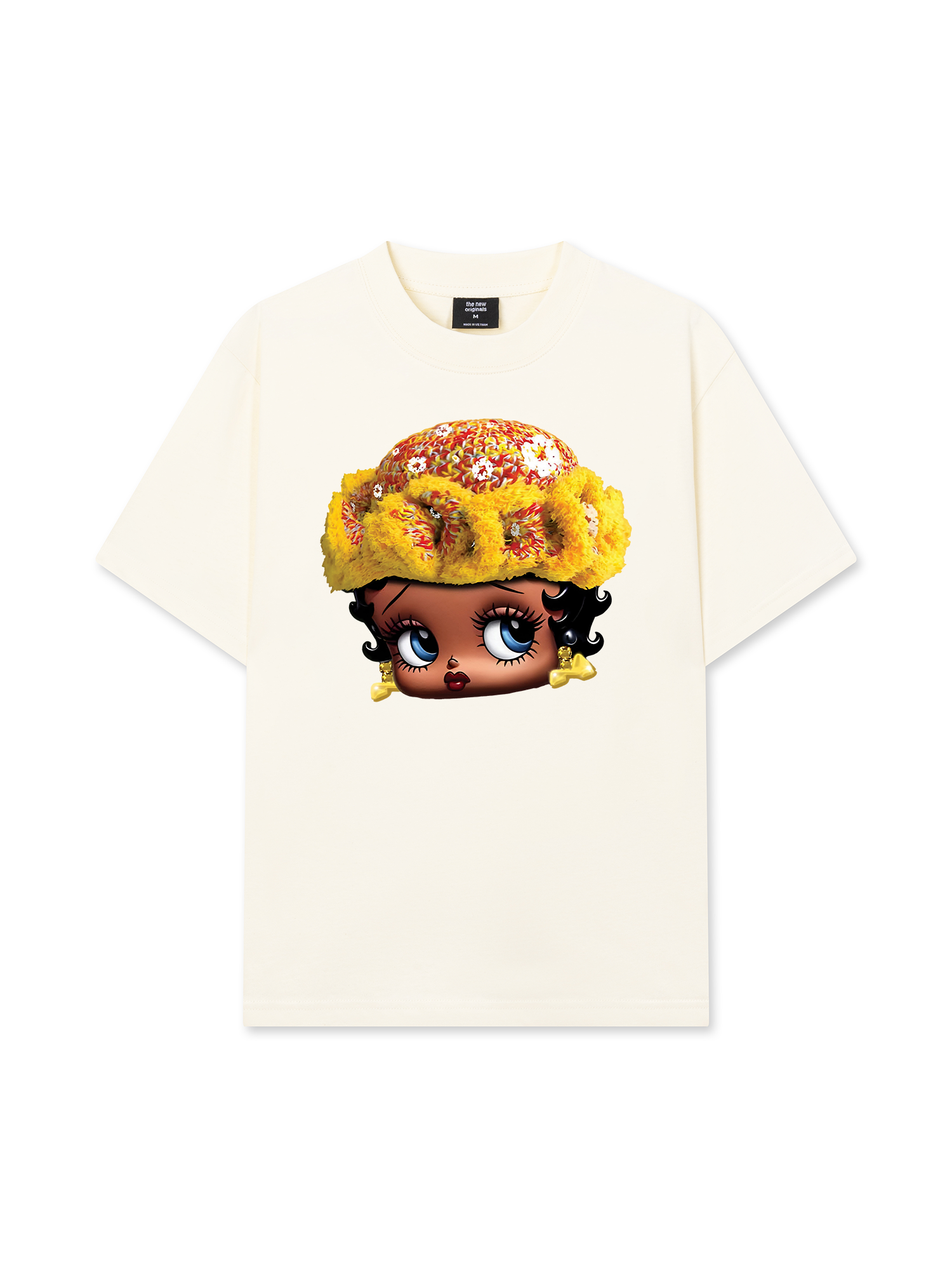 Áo Thun Relaxed Fit Flower Sun Knit Hat Cartoon Head