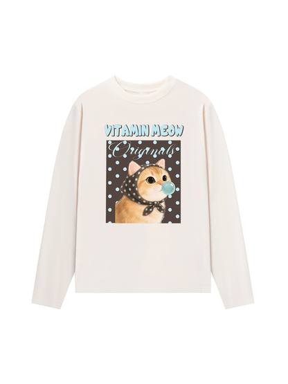 Áo Thun Dài Tay Vitamin Meow Blue Tiffany