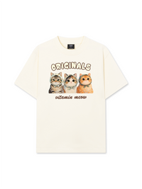 Áo Thun Relaxed Fit Cute Three Cat Vitamin Meow