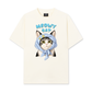 Áo Thun Relaxed Fit Blue Plaid Meowy Cat