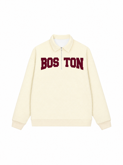 Áo Sweater Polo Nỉ Hai Da Boston Burgundy