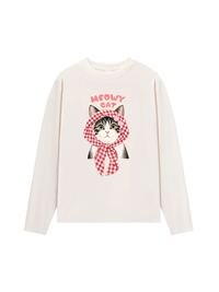 Áo Thun Dài Tay Meowy Cat Pink Plaid