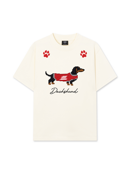 Áo Thun Relaxed Fit Pixel Universe Dachshund