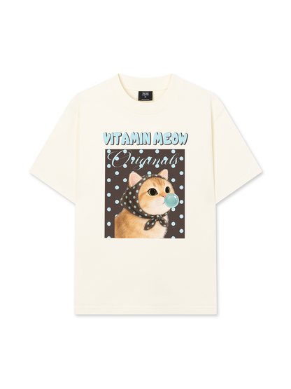 Áo Thun Relaxed Fit Vitamin Meow Blue Tiffany
