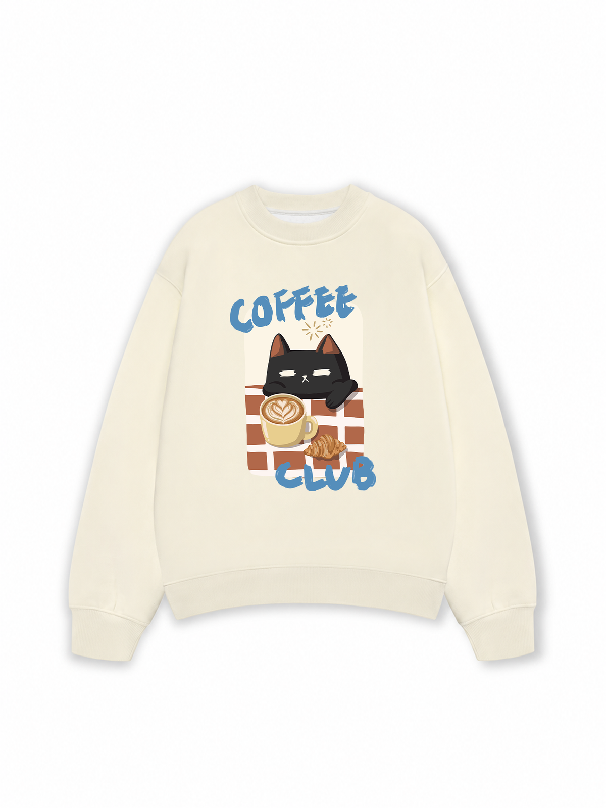 Áo Sweater Nỉ Hai Da Coffee Club Black Cat