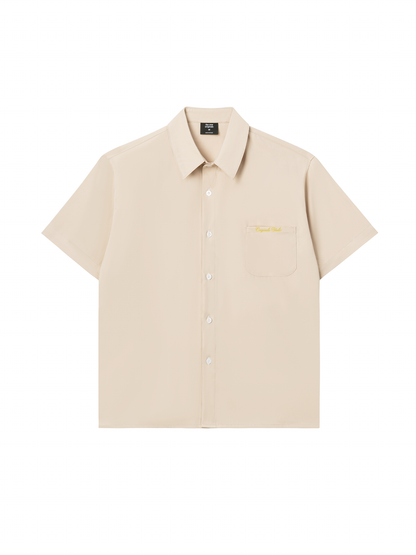 Áo Sơ Mi Kaki Boxy Ngắn Tay Gold Logo
