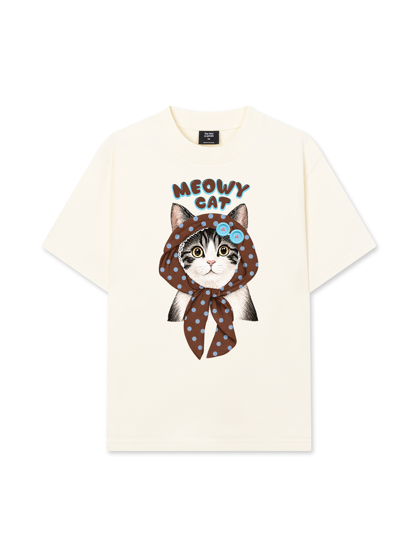 Áo Thun Relaxed Fit  Meowy Cat Brown