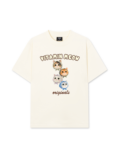 Áo Thun Relaxed Fit Four Cat Vitamin Meow