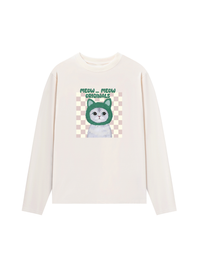 Áo Thun Dài Tay Animal Mood Meow Green Pink