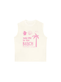 Áo Ba Lỗ Relaxed Fit Take Me To The Beach Pink
