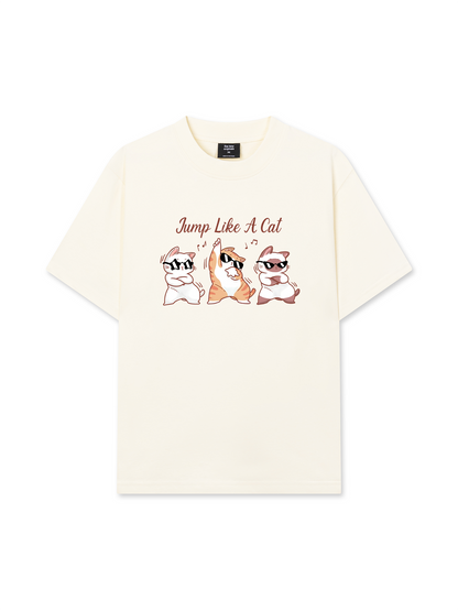 Áo Thun Relaxed Fit Animal Mood Jump Like A Cat