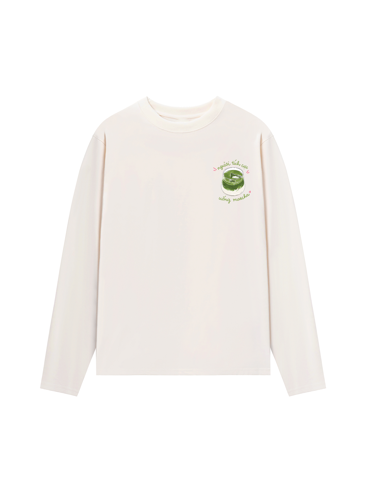 Áo Thun Dài Tay Người Tích Cực Uống Matcha