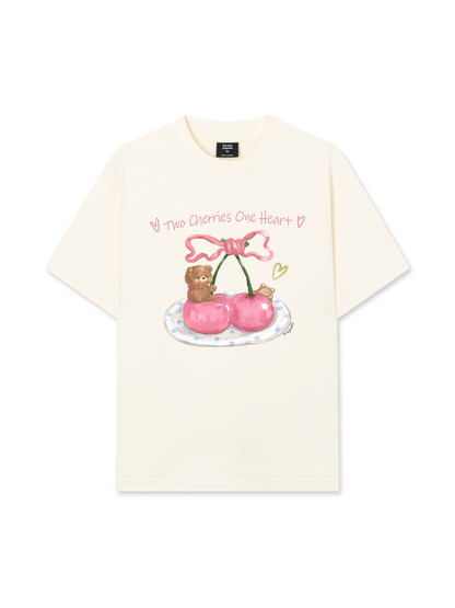 Áo Thun Relaxed Fit Daily Cuties Two Cherries One Heart