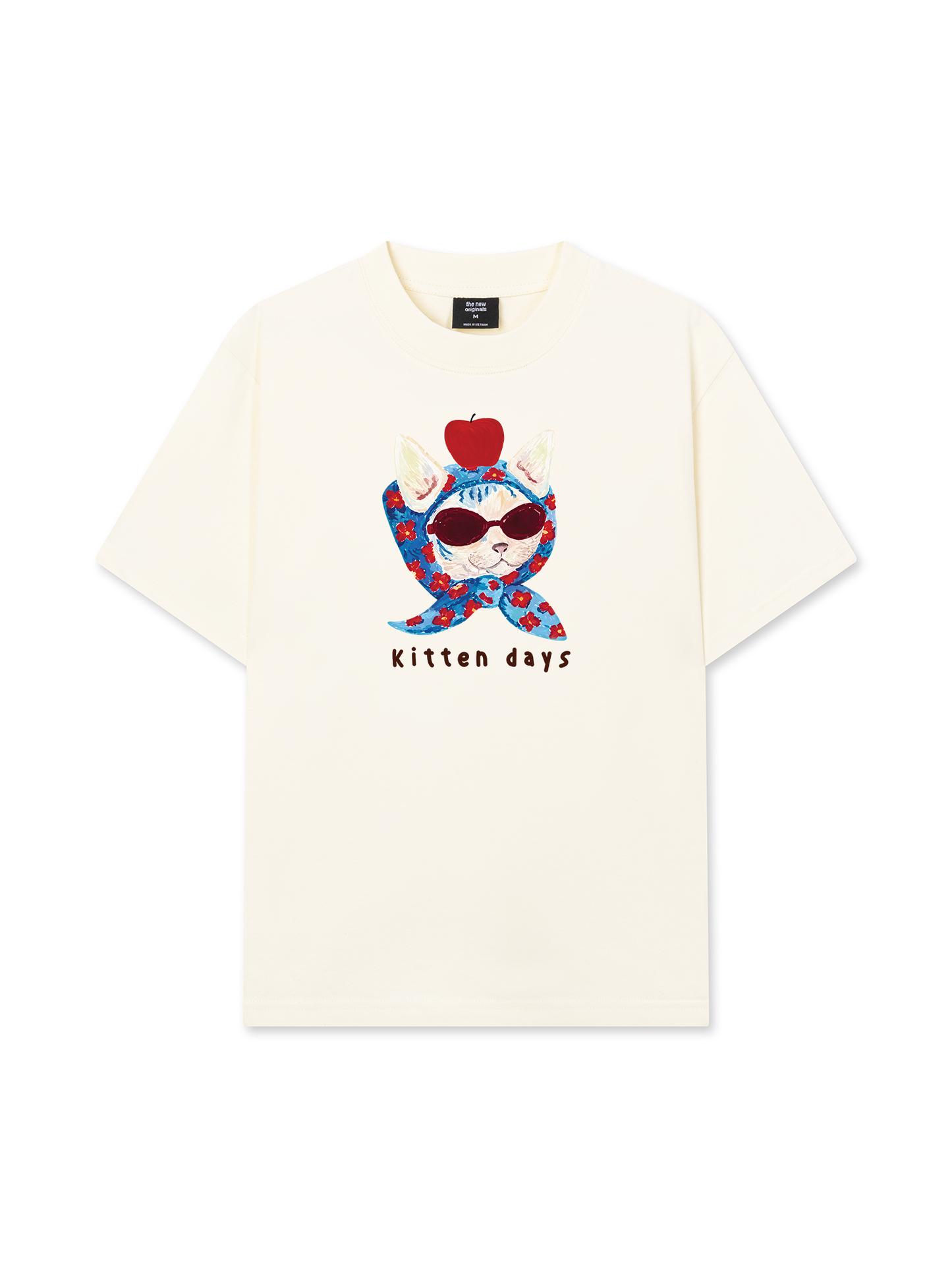 Áo Thun Relaxed Fit Kitten Day Meow With Apple