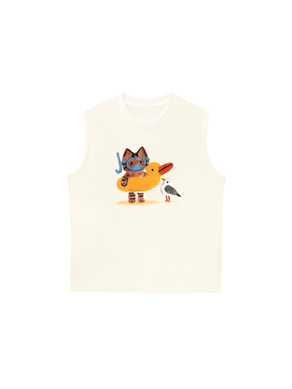 Áo Ba Lỗ Relaxed Fit Summer Vibes Cat And Duck