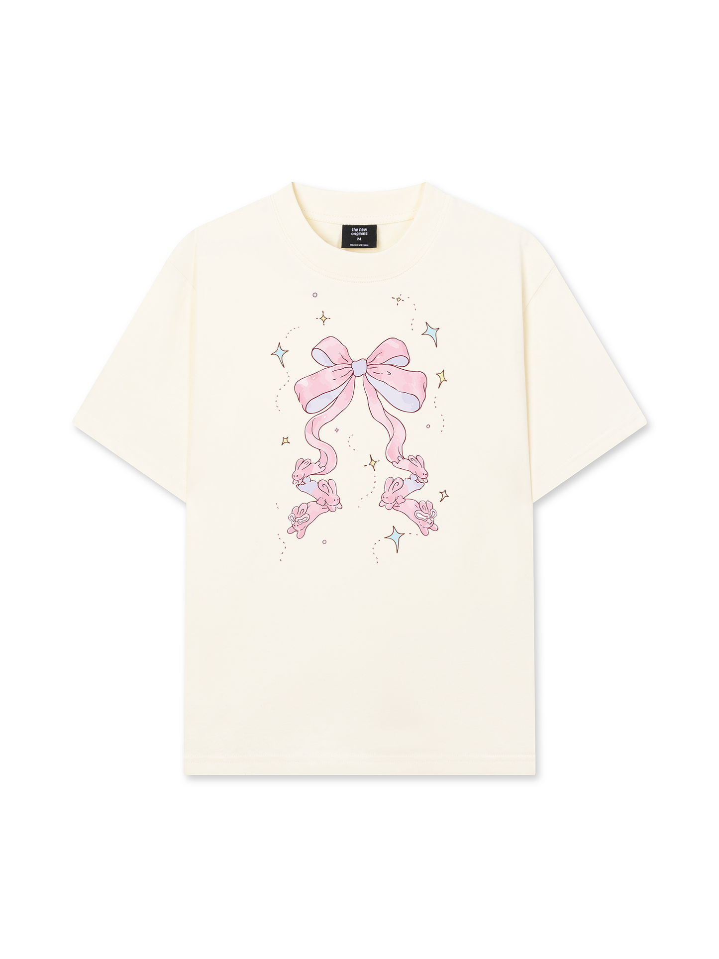 Áo Thun Relaxed Fit Cute Girl Pink Bow Bunny