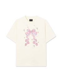 Áo Thun Relaxed Fit Cute Girl Pink Bow Bunny