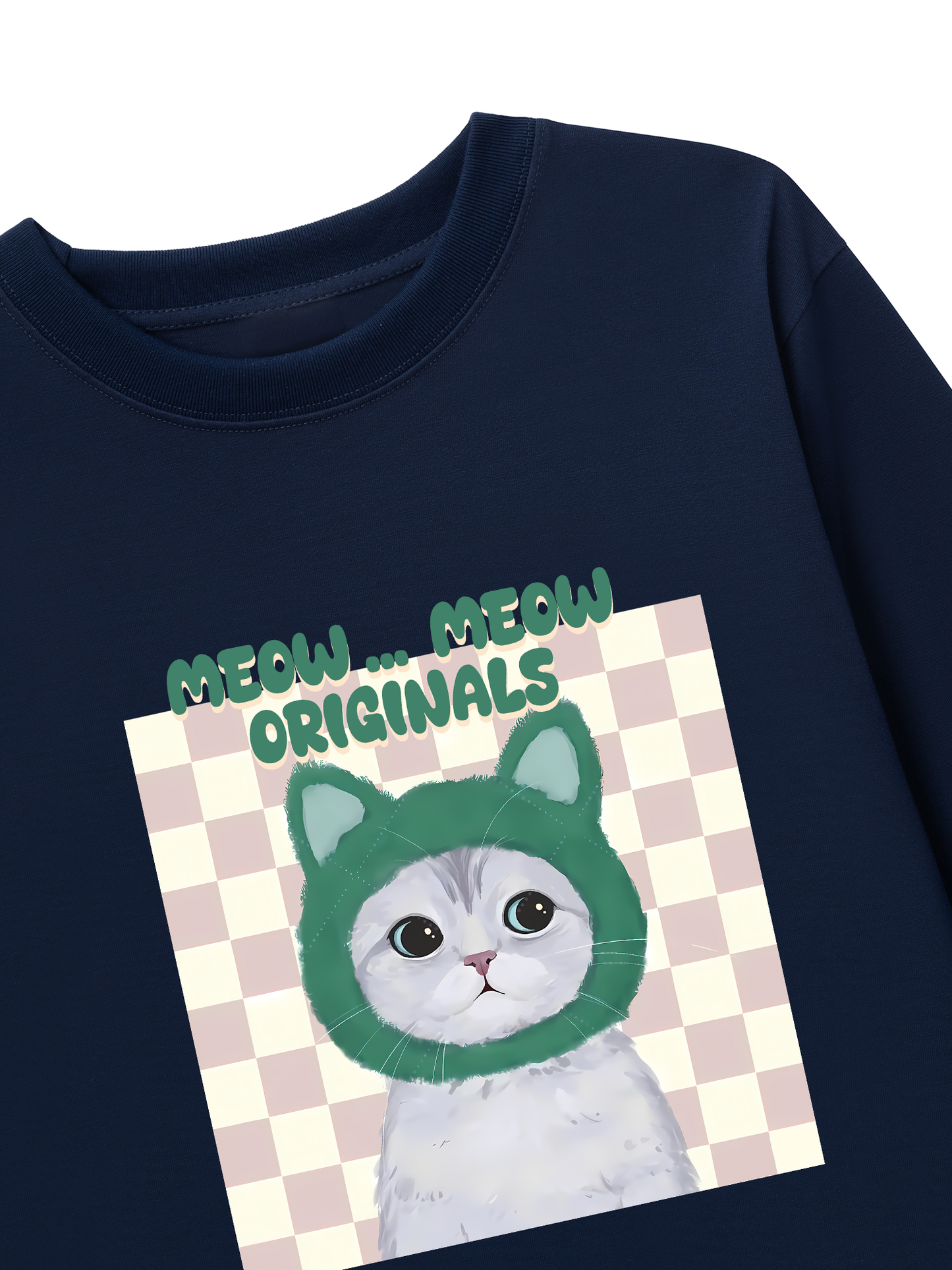 Áo Thun Dài Tay Animal Mood Meow Green Pink