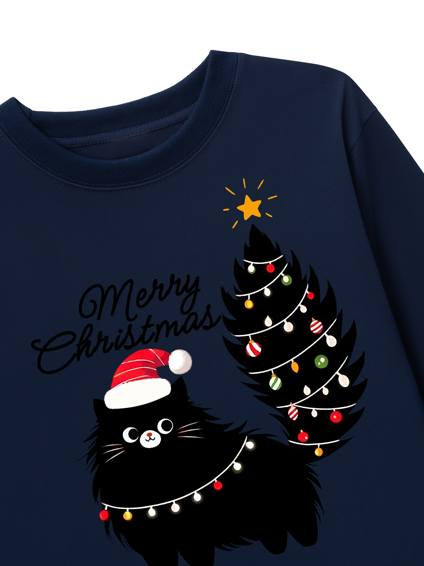Áo Thun Dài Tay Black Kitty Christmas
