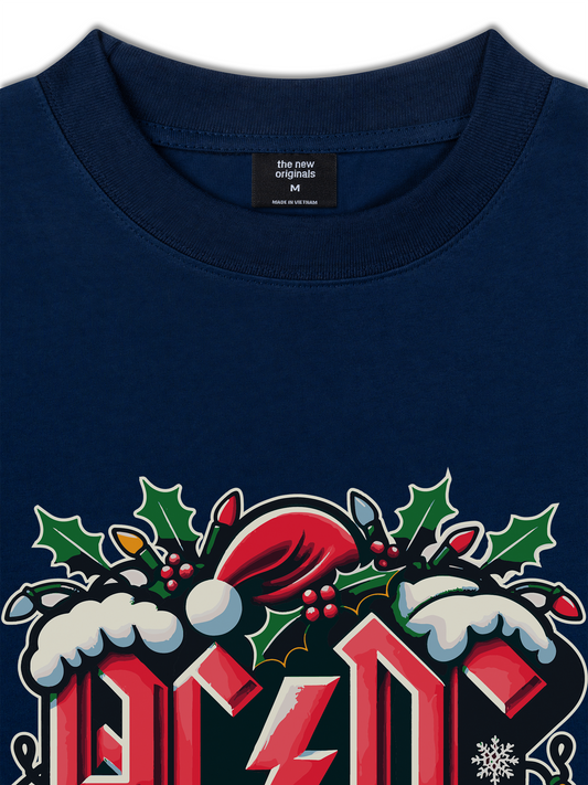 Áo Thun Relaxed Fit Music Rock AC DC Christmas Sign