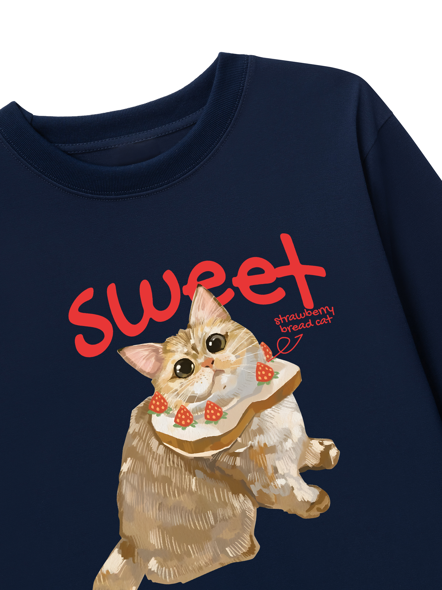 Áo Thun Dài Tay Strawberry Bread Cat