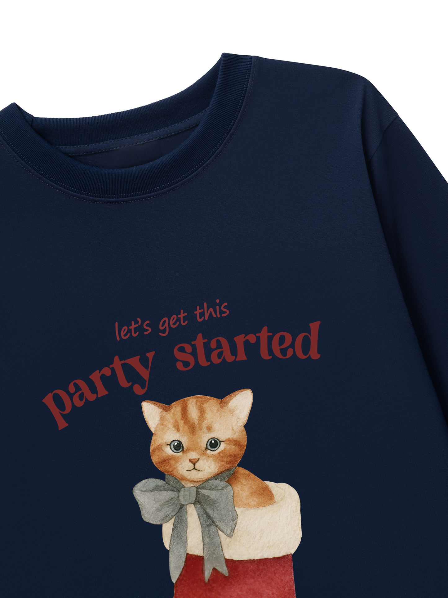 Áo Thun Dài Tay Xmas Cat Party Started
