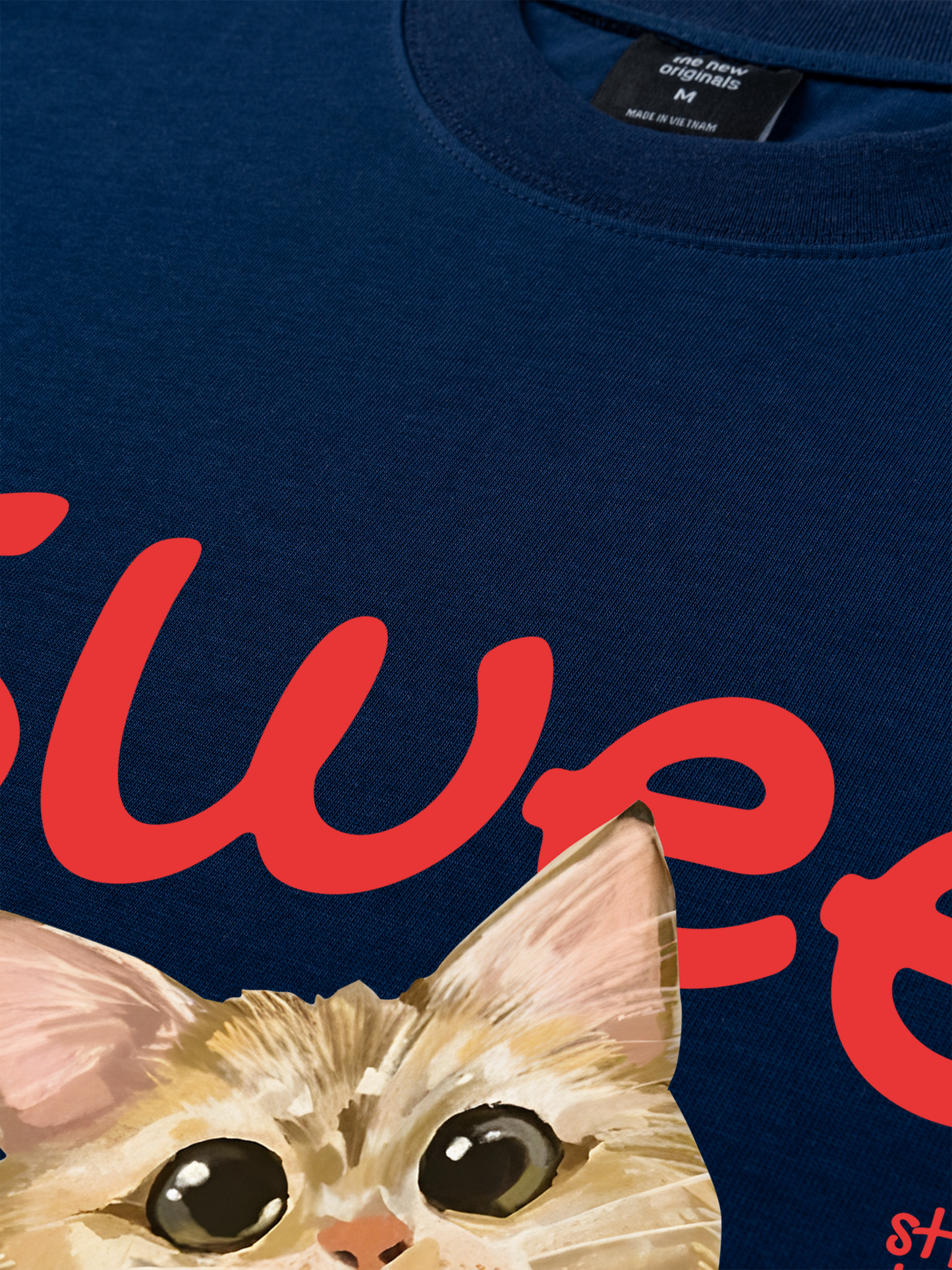 Áo Thun Relaxed Fit Animal Mood Strawberry Bread Cat