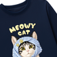 Áo Thun Dài Tay Blue Plaid Meowy Cat