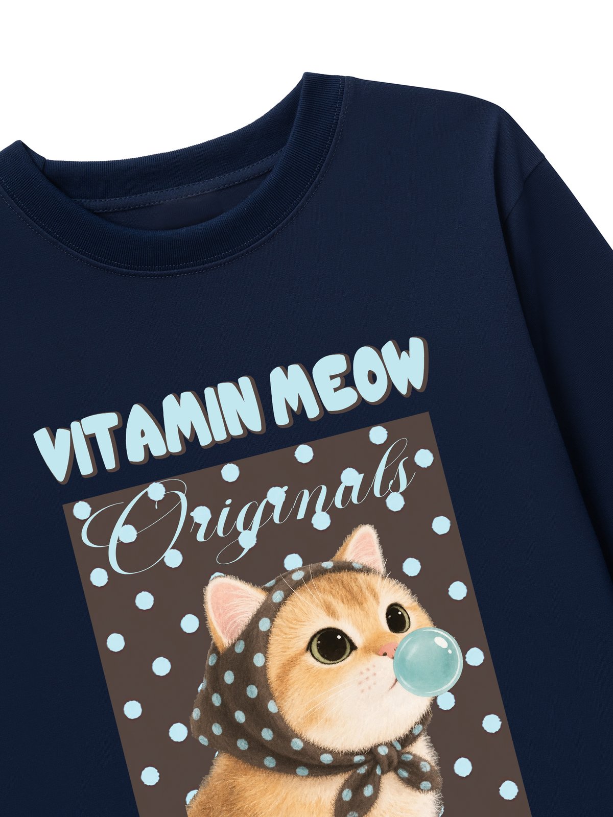 Áo Thun Dài Tay Vitamin Meow Blue Tiffany