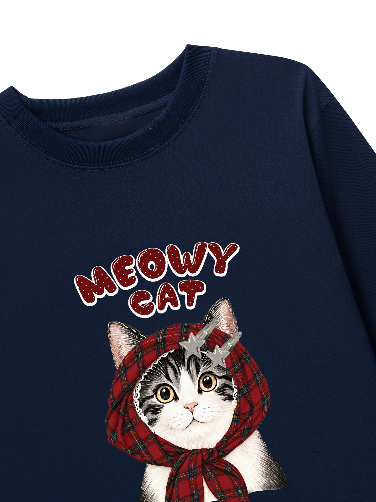 Áo Thun Dài Tay  Meowy Cat Red Xmas Plaid