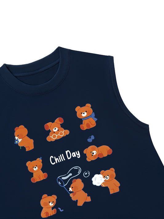 Áo Ba Lỗ Relaxed Fit Teddy Land Teddy Chill Day