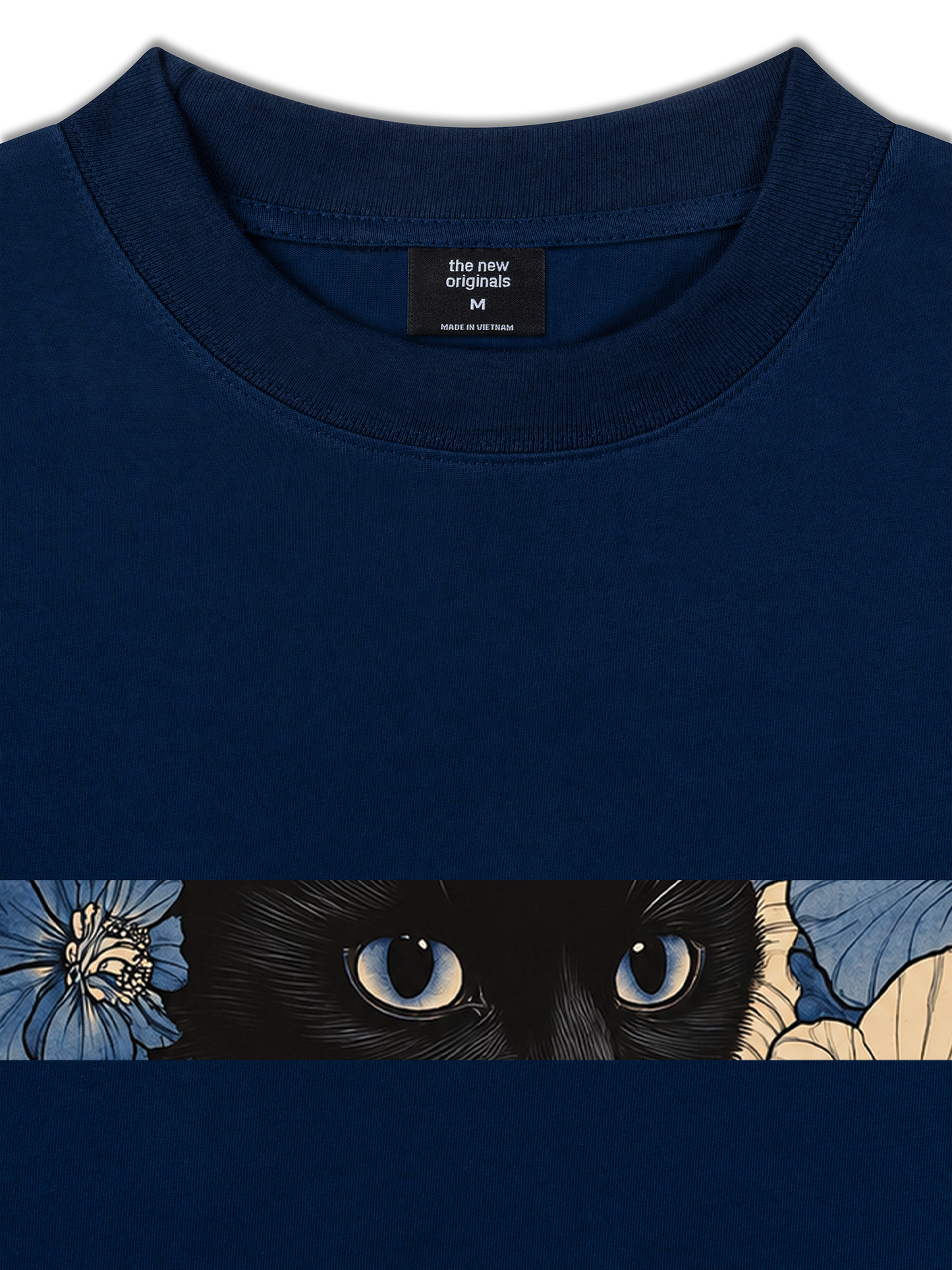 Áo Thun Relaxed Fit Blue Flower Cat