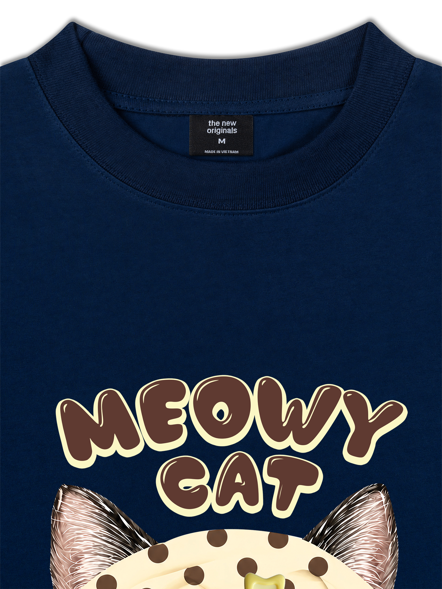 Áo Thun Relaxed Fit  Meowy Cat Cream