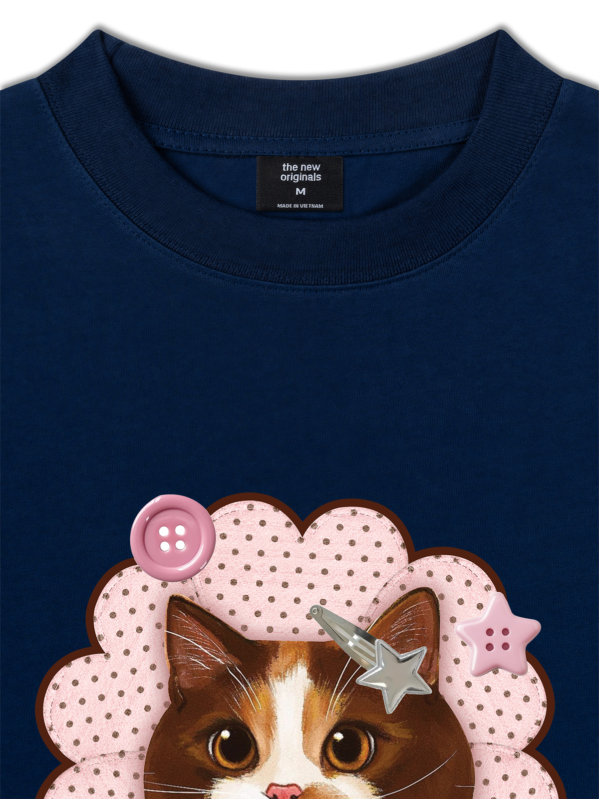 Áo Thun Relaxed Fit Cute Pink Flower Cat