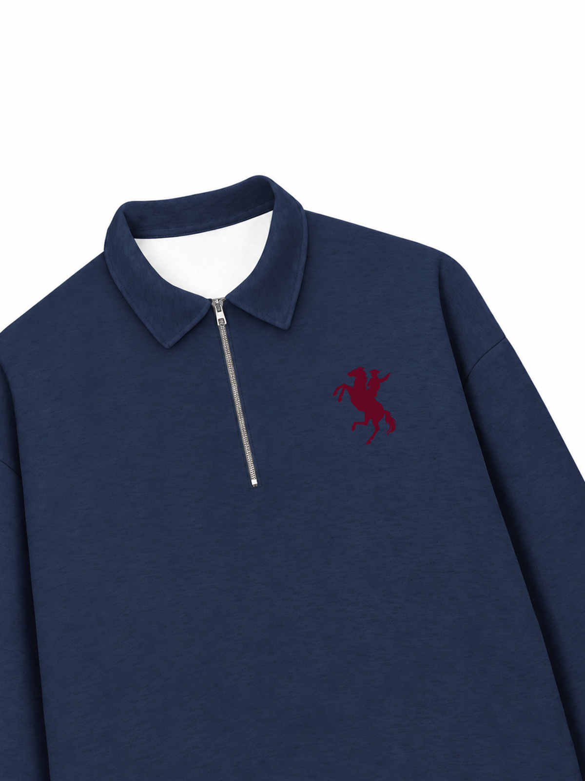 Áo Sweater Polo Nỉ Hai Da Burgundy Horse