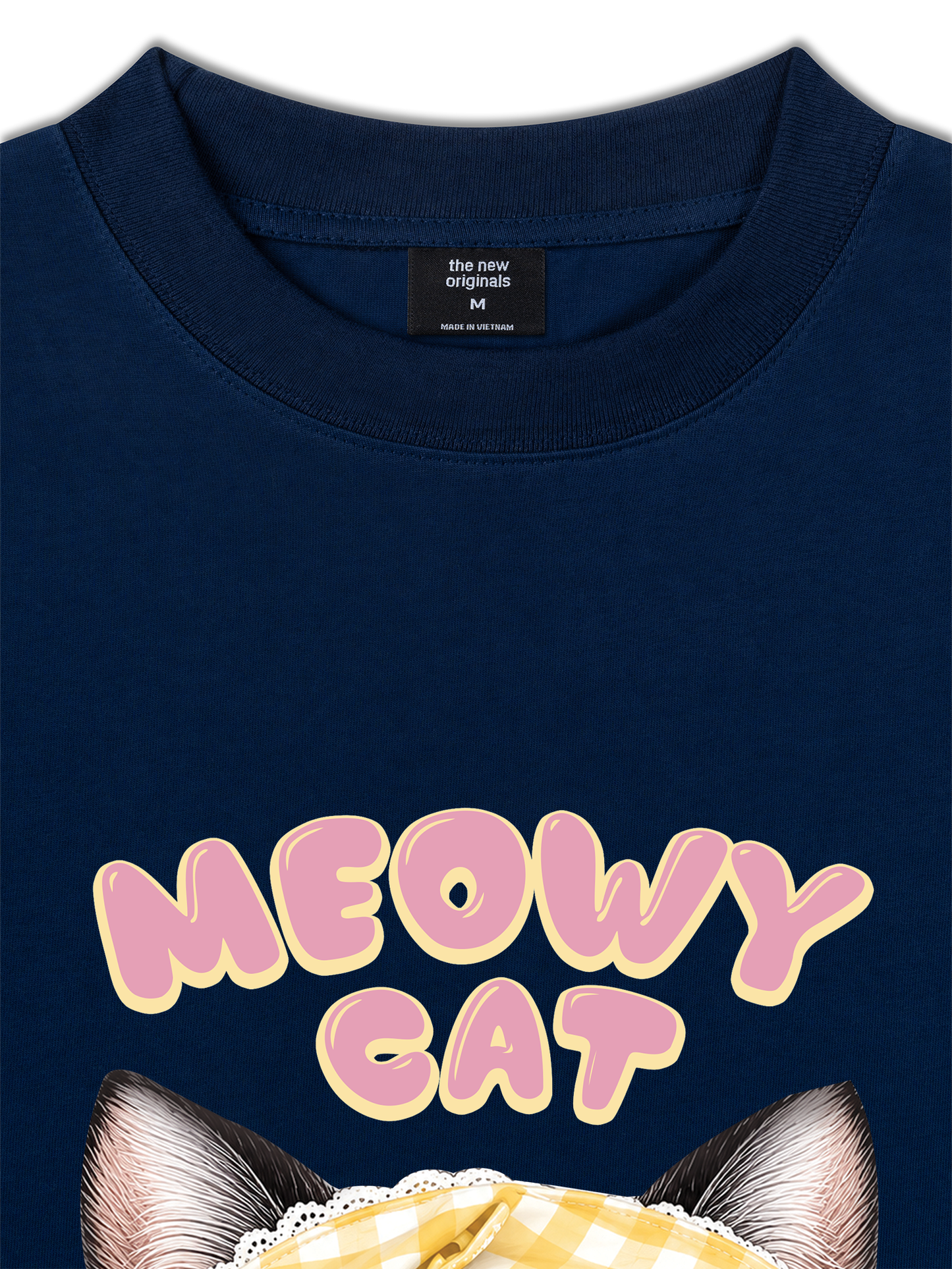 Áo Thun Relaxed Fit Meowy Cat Yellow Plaid