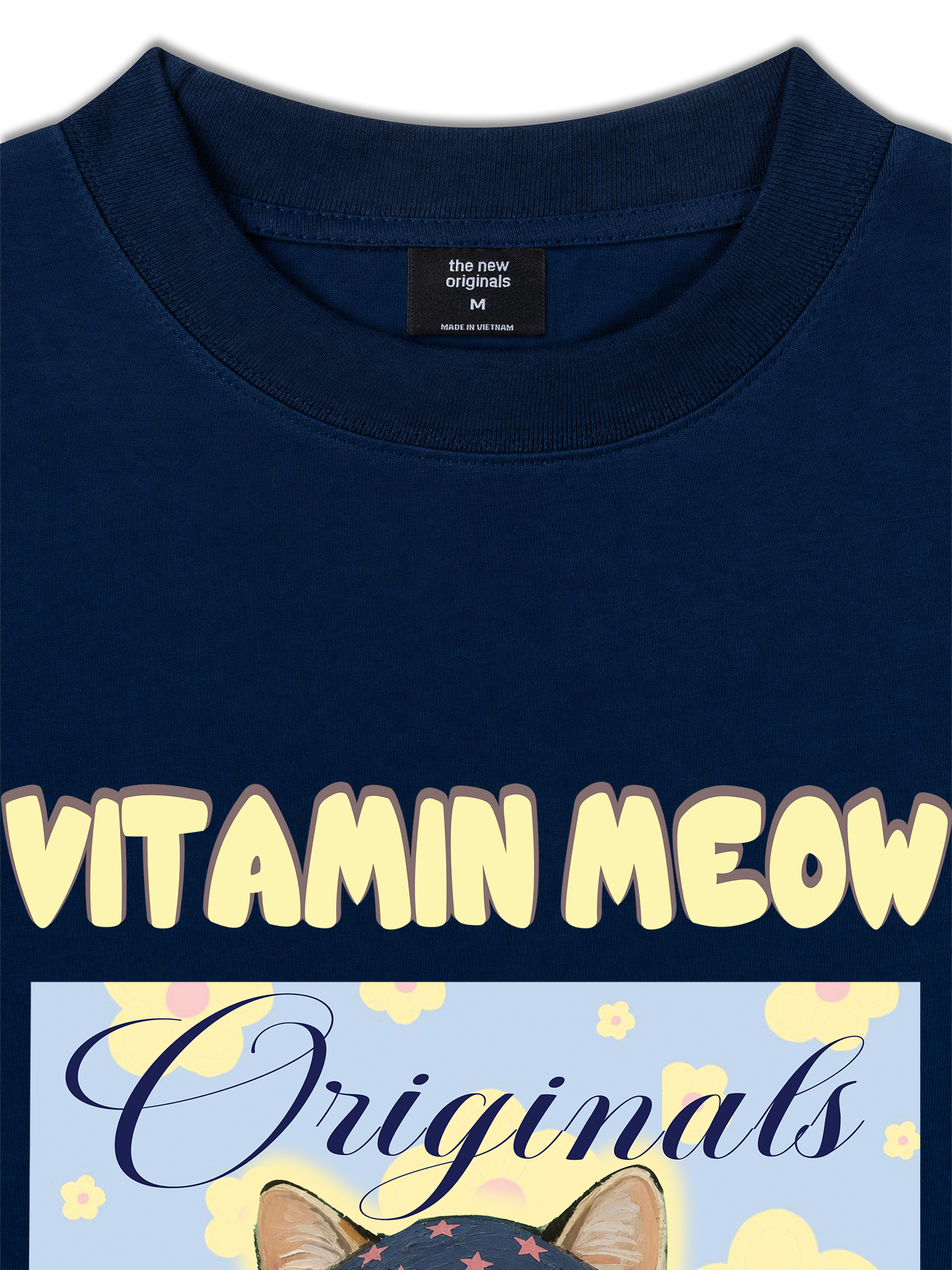Áo Thun Relaxed Fit Cutie Vitamin Meow Yellow Flower