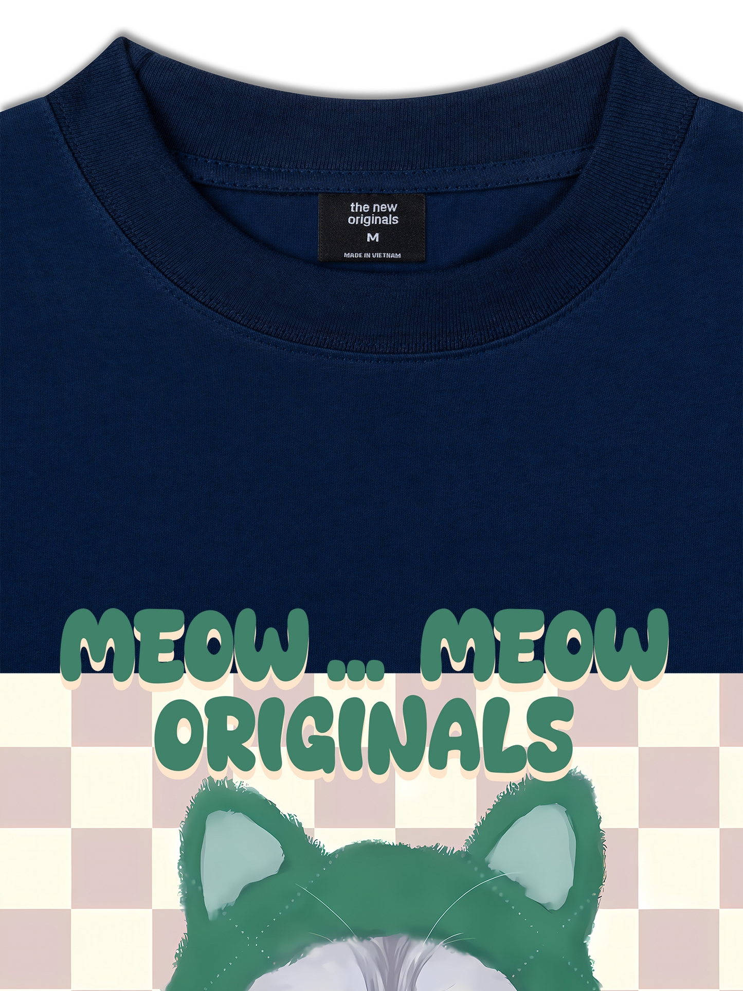 Áo Thun Relaxed Fit Animal Mood Meow Green Pink