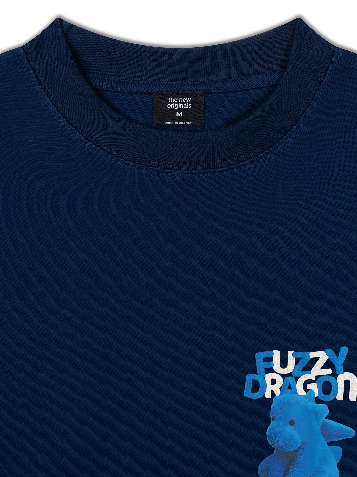 Áo Thun Relaxed Fit Fuzzy Font Dragon Blue