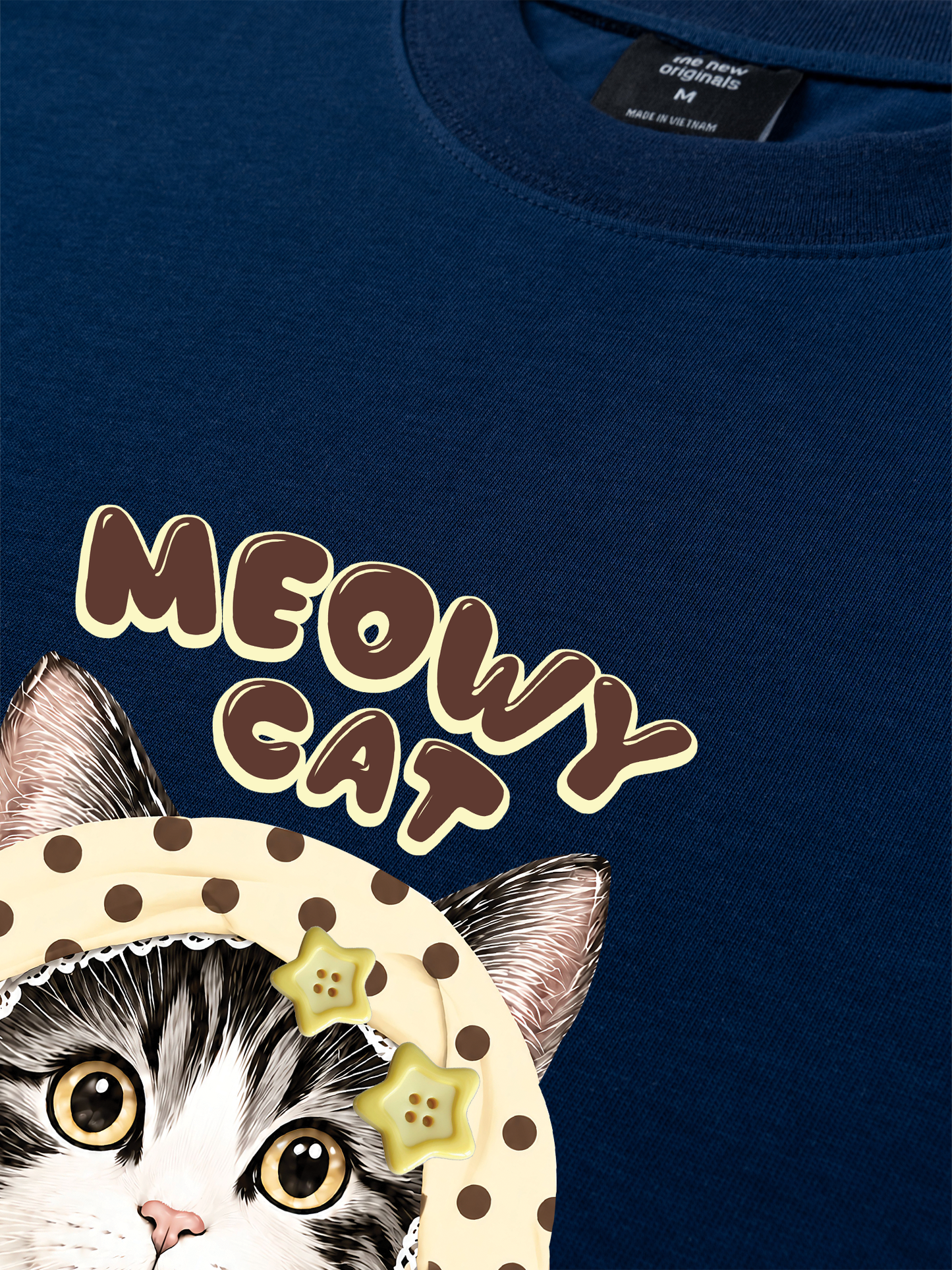 Áo Thun Relaxed Fit  Meowy Cat Cream