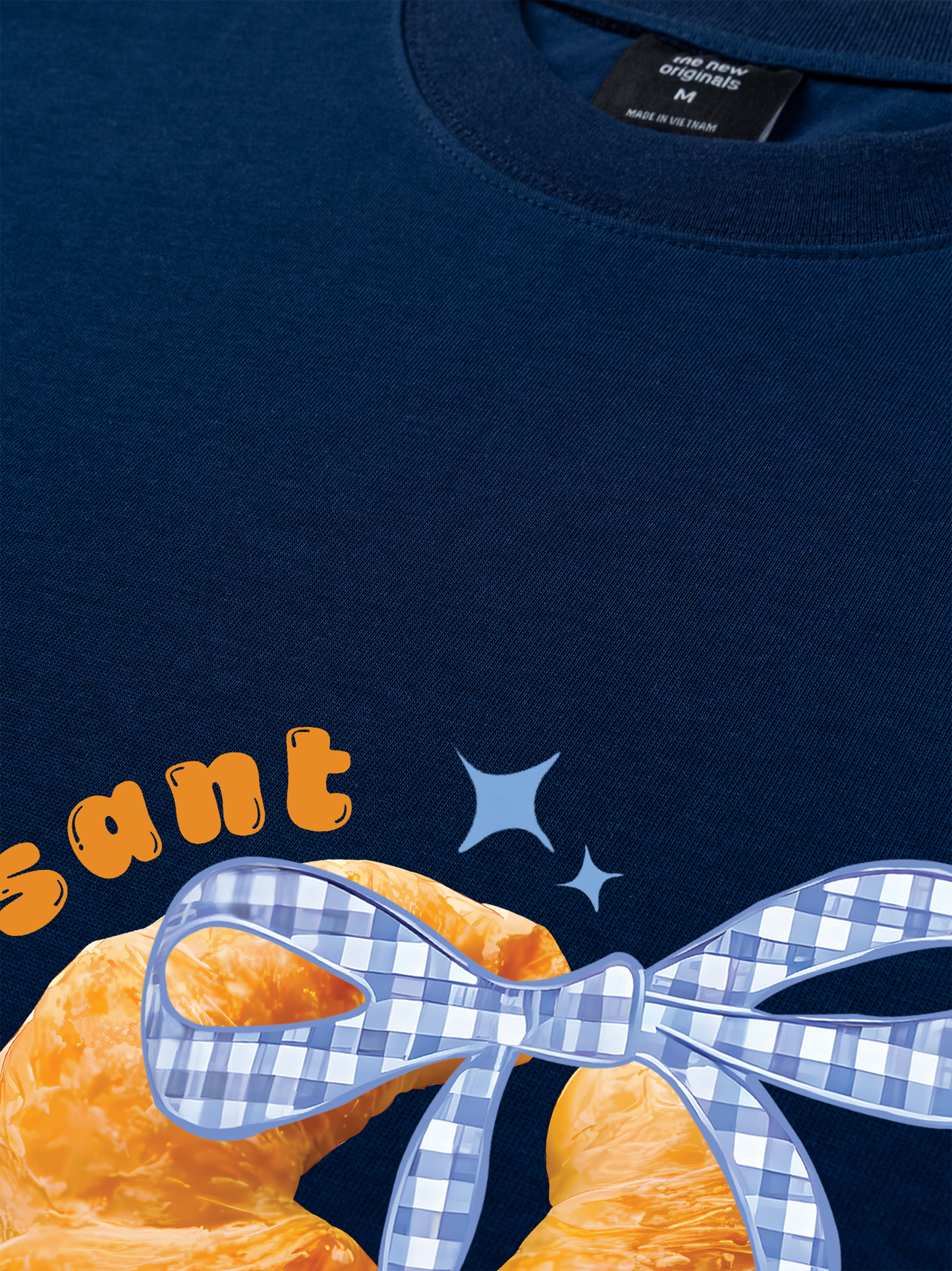 Áo Thun Relaxed Fit Sweet Pastry BLue Plaid Bow