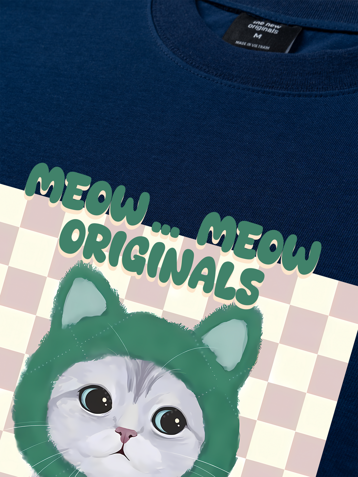 Áo Thun Relaxed Fit Animal Mood Meow Green Pink