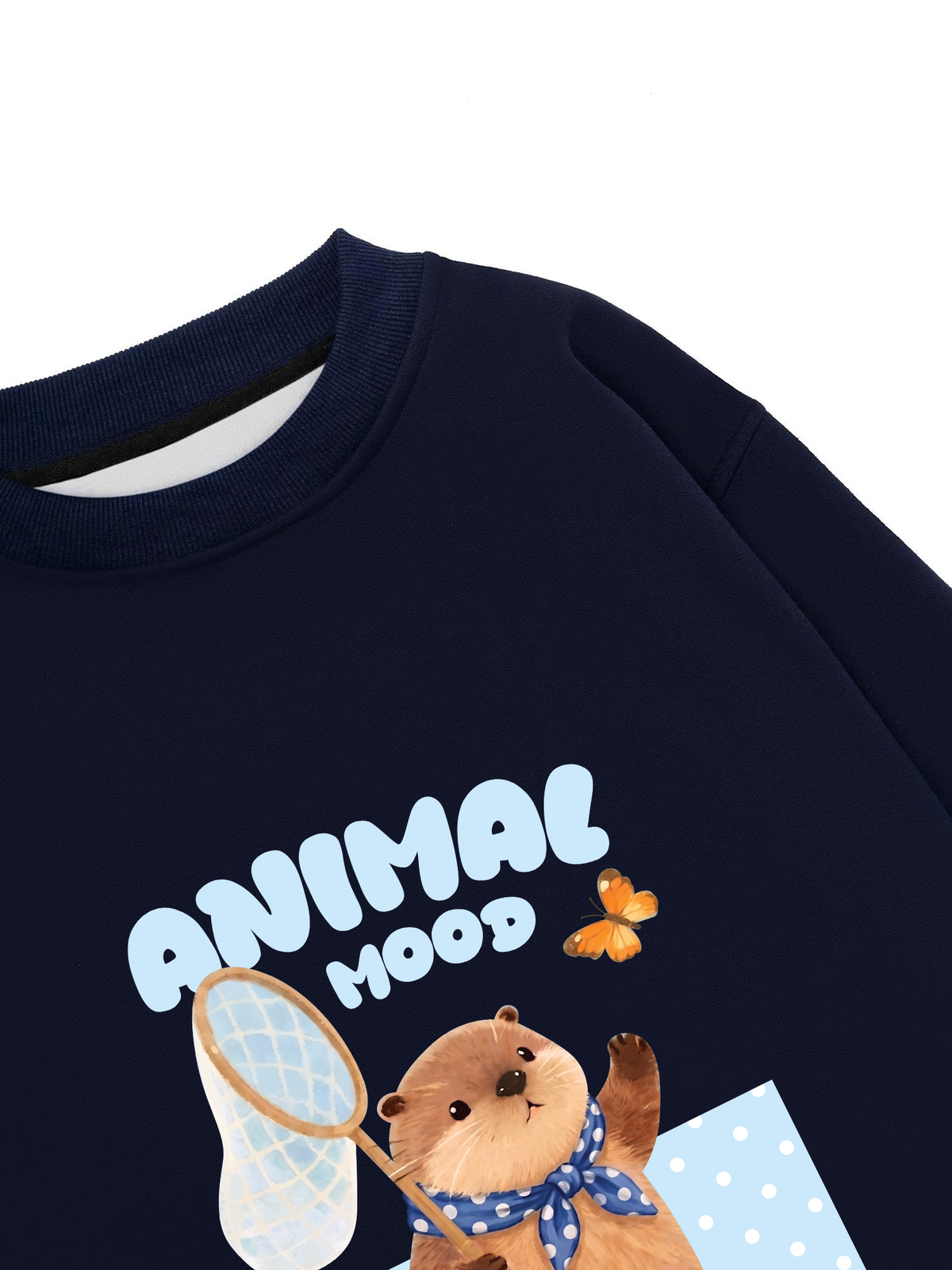 Áo Sweater Nỉ Hai Da Animal Beaver Catches Butterflies