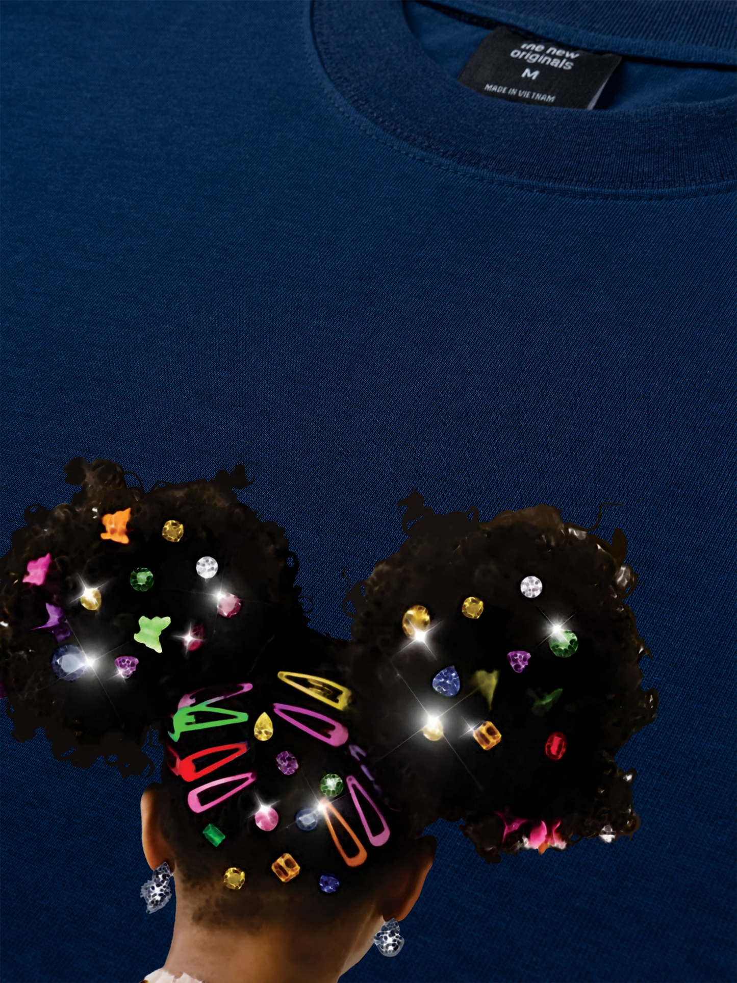 Áo Thun Relaxed Fit Colorful Diamond Hairpin Afro Girl