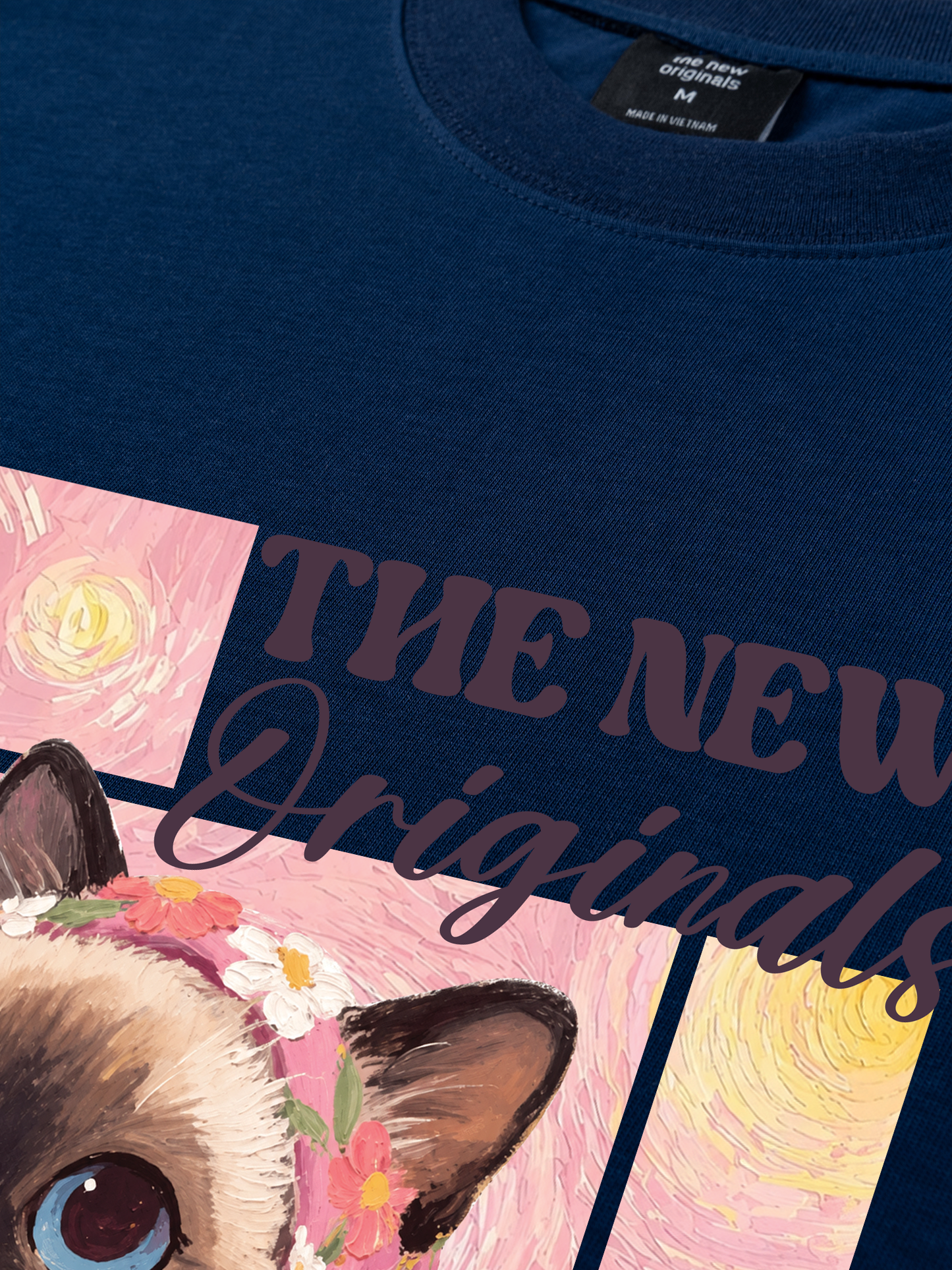 Áo Thun Relaxed Fit Pink Flower Cat