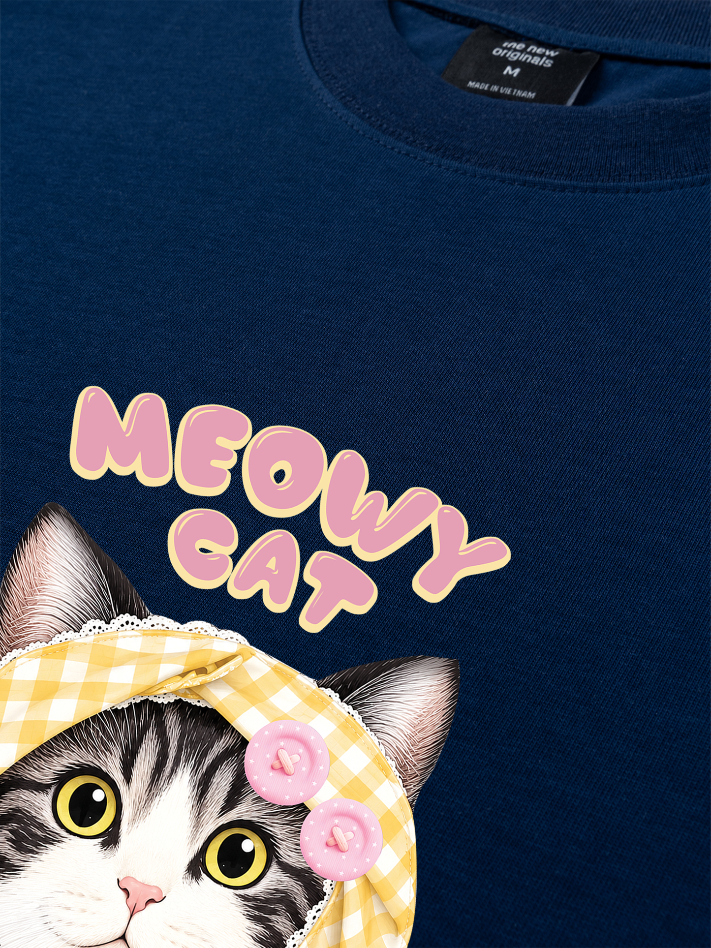 Áo Thun Relaxed Fit Meowy Cat Yellow Plaid
