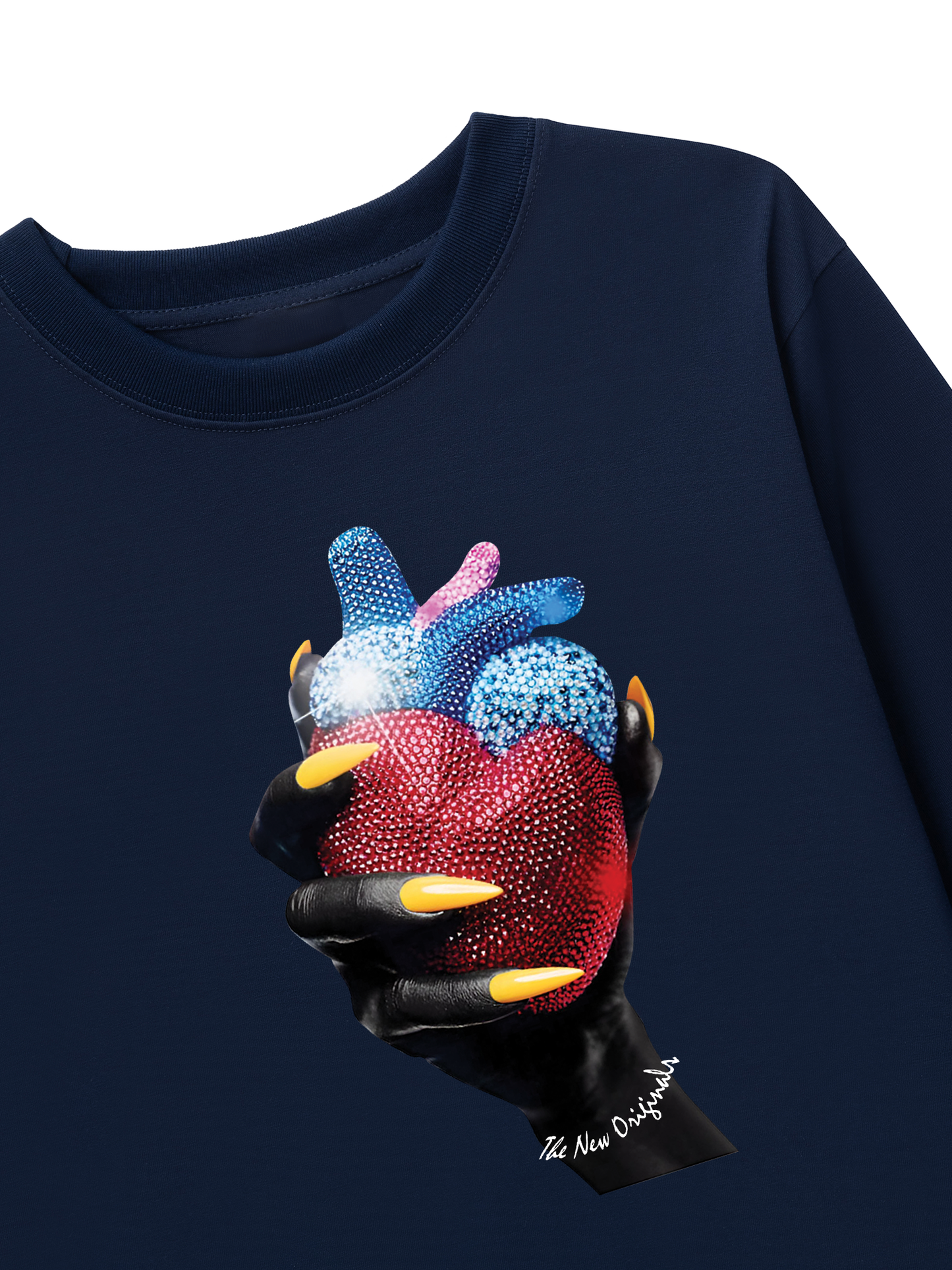 Áo Thun Dài Tay Handheld Colorful Rhinestone Art Heart