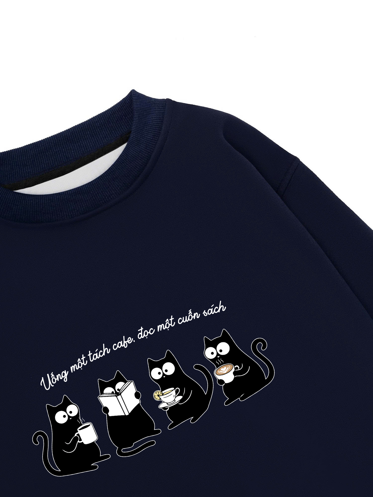 Áo Sweater Nỉ Hai Da Uống Một Tách Cafe Đọc 1 Cuốn Sách