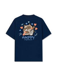 Áo Thun Relaxed Fit Happy Luv Cat Couple